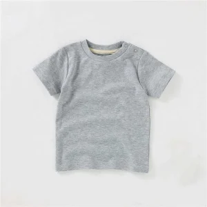 Wholesale 100% Organic Cotton Shoulder Snap Newborn Baby Blank T Shirt