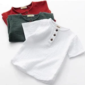 Summer Breathable Tops Baby Organic Muslin T Shirt Clothes