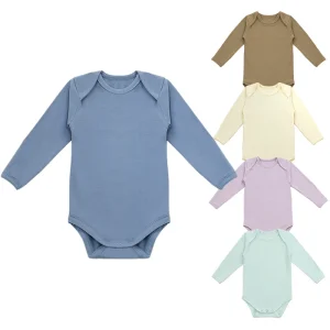Blank Organic Cotton Sleeve Spring Snap Button Baby Rompers Infant Clothes