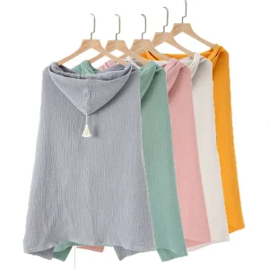 75x100cm Summer Tassel Organic Cotton Soft Kids Hooded Bathrobe Towel