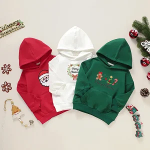 Baby Hoodie Organic Cotton Spandex with Festive Embroidery Christmas Soft Long Sleeve Infant Sweatshirt Support Customization
