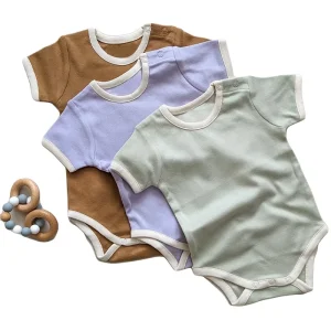 Wholesale New Spring Short Sleeve Newborn Baby Onsie Summer Jersey Baby Solid Bodysuits
