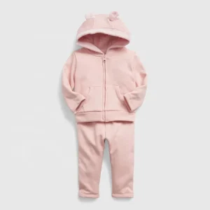 Cute Bear Ears Kids Pockets Clothing Set Baby Sweater Top and Pants Set Hoodie Baby Cozy Outfit Set