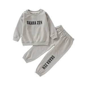 Embroidery Baby Tracksuit Baby Crewnecks Sweater, Baby Two Piece Set