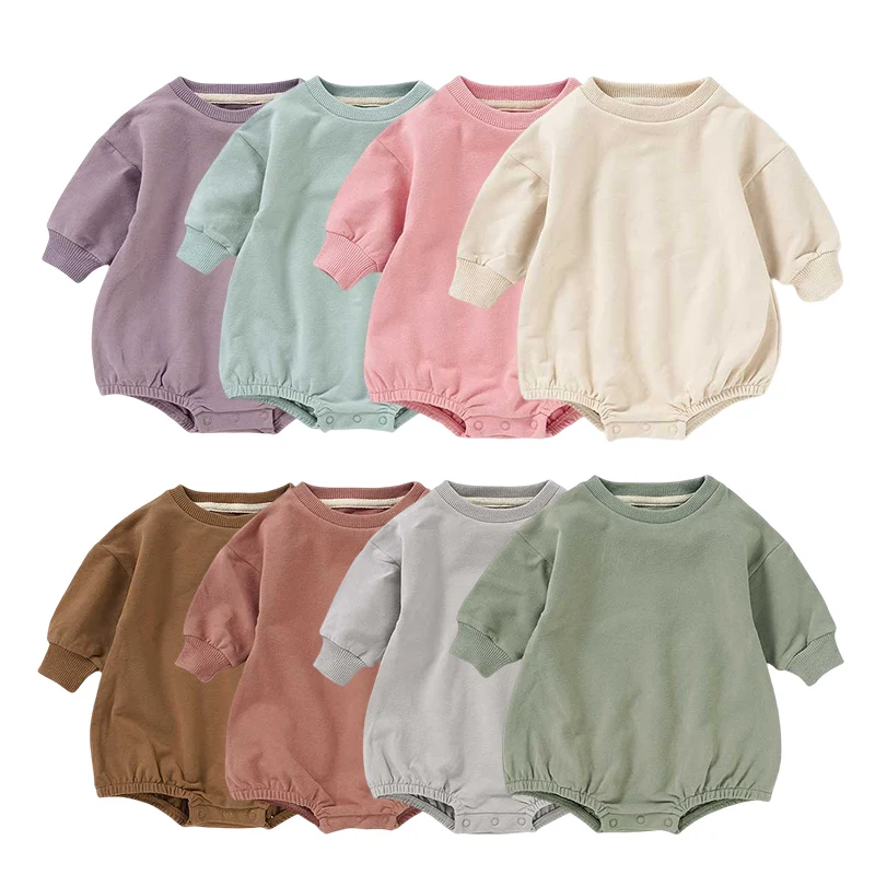 Wholesale Organic Cotton Baby Short Rompers Pullover Baby Bubble Sweater Rompers