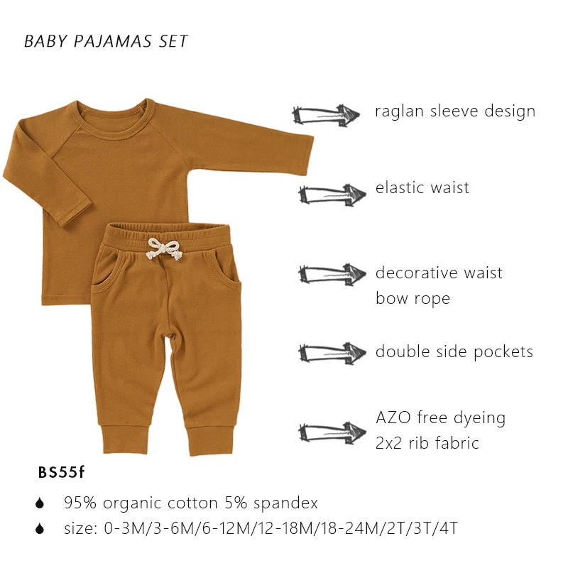 Soft Sleeved Autumn Leggings Baby Clothes Set Baby Organic Cotton Pajamas Set - Image 2
