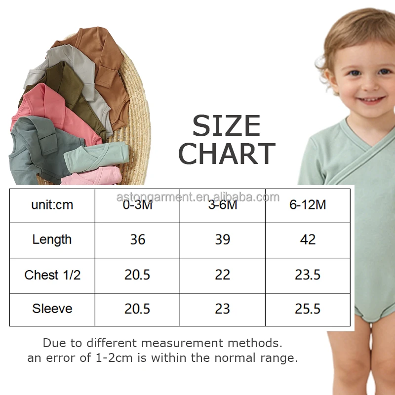 Organic Cotton Fold Over Cuff Long Sleeve Snap Crotch Kimono Baby Short Rompers - Image 5