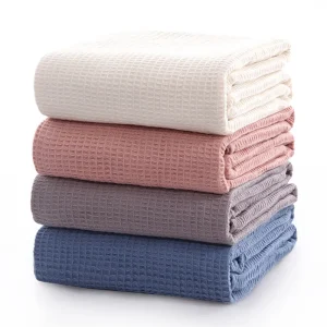 High Quality Waffle Weave Organic Cotton Baby Swaddle Blanket 105X150cm