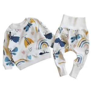 Wholesale Customer Exclusive Digital Printing Unisex Baby Sweatshirt and Pants Set