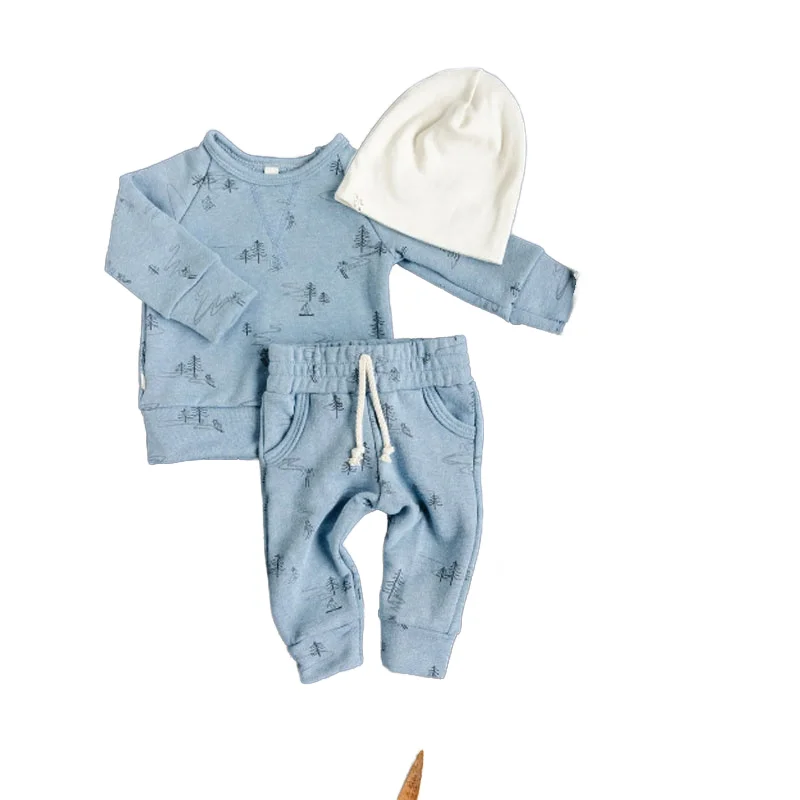 Autumn Tracksuits Boutique Two Piece Print Sweat Suits Baby Boys Clothing Sets