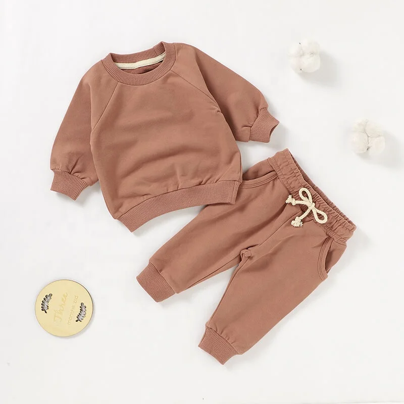 260g French Terry Baby Tracksuit Baby Outfits Autumn Winter 2pcs Baby Clothes Sweater Suit Clothing Set - Image 2