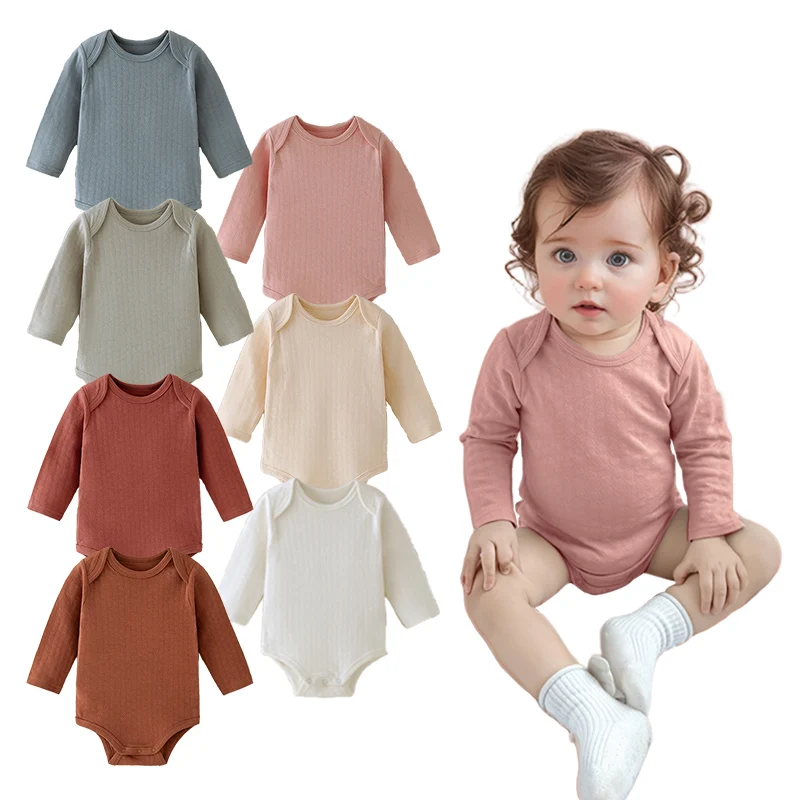 New Design Soft, Warm and Breathable Honeycomb Jacquard Mesh Fabric New Born Baby Bodysuit Romper