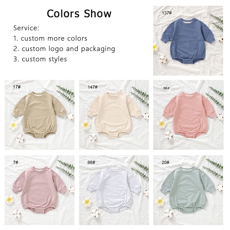 New Baby Boutique Romper 100% Organic Cotton Solid Sweater Long Sleeved Baby Rompers 0-3 Months - Image 2