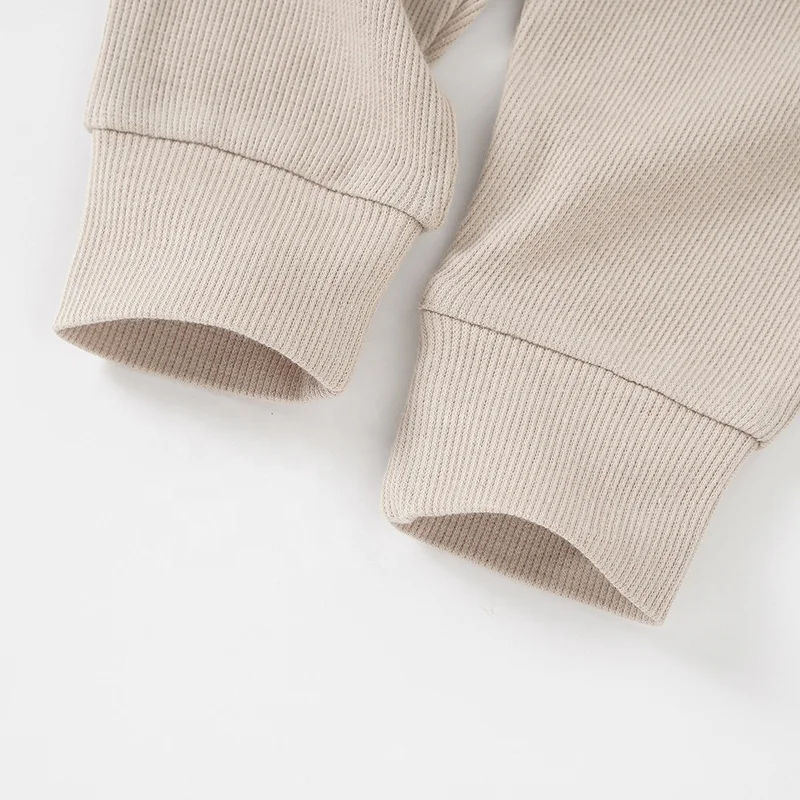 Raglan Sleeve Autumn Top and Pants 2pc Set Baby Rib Clothing Set Pajamas - Image 5