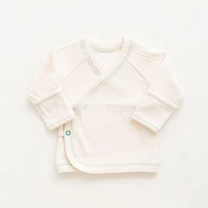 Wholesale Organic Cotton 4x2 Rib Fold Over Cuff Kimono Baby Wrap Top