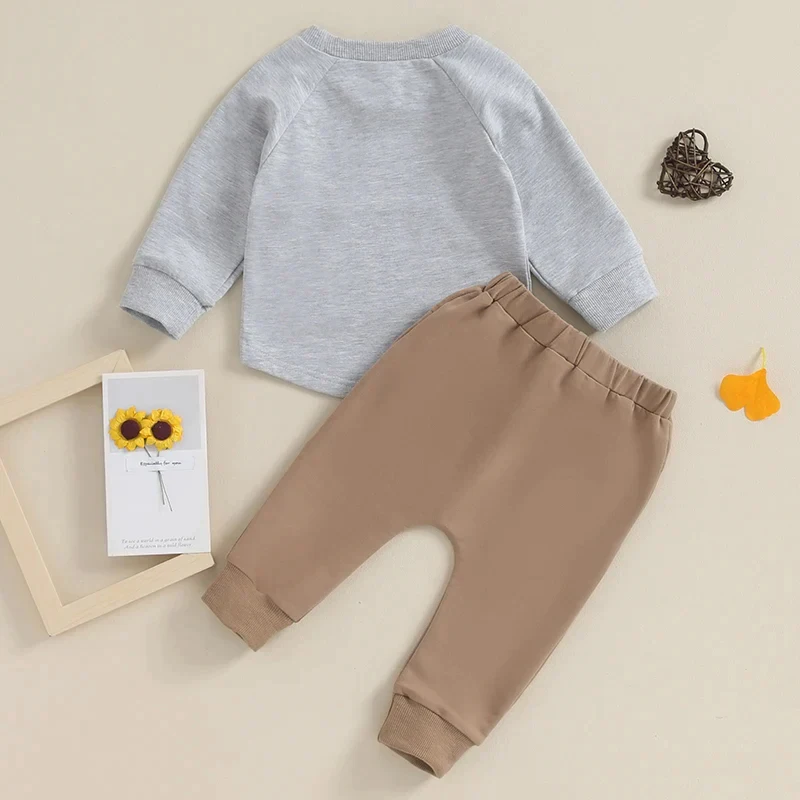 Toddler Baby Boy Girl 2Pcs Long Sleeve Solid Color Top Elastic Pants Set Outfit Tracksuit - Image 4