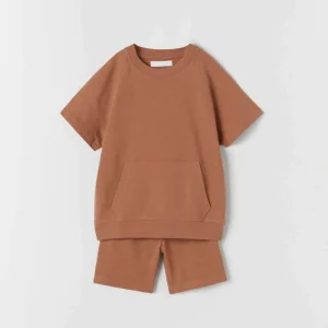 Cotton Short Sleeve Baby Oversized Tees and Shorts Sweatshirt Sweatpants