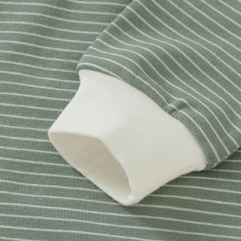 Stripe Full Sleeve Pullover Baby Onesie Rompers Snap Crotch Baby Rompers Clothing - Image 3