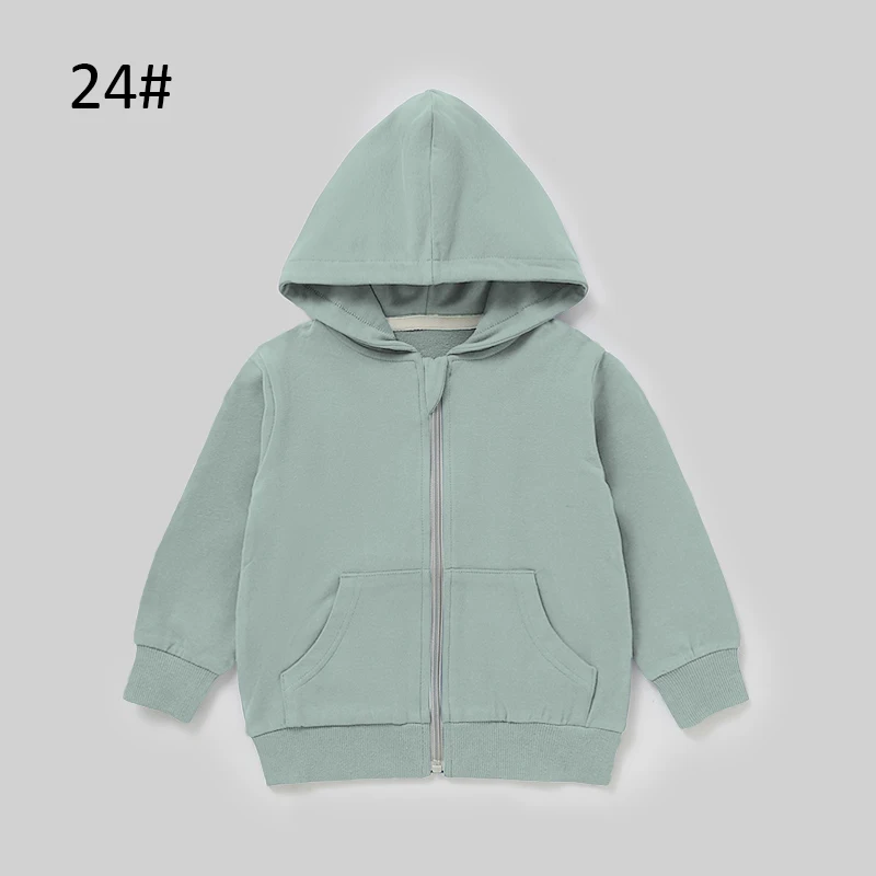 Wholesale Spring Autumn Solid Long Sleeve Organic Cotton Spandex French Terry Zipper Baby Hoodies - Image 5