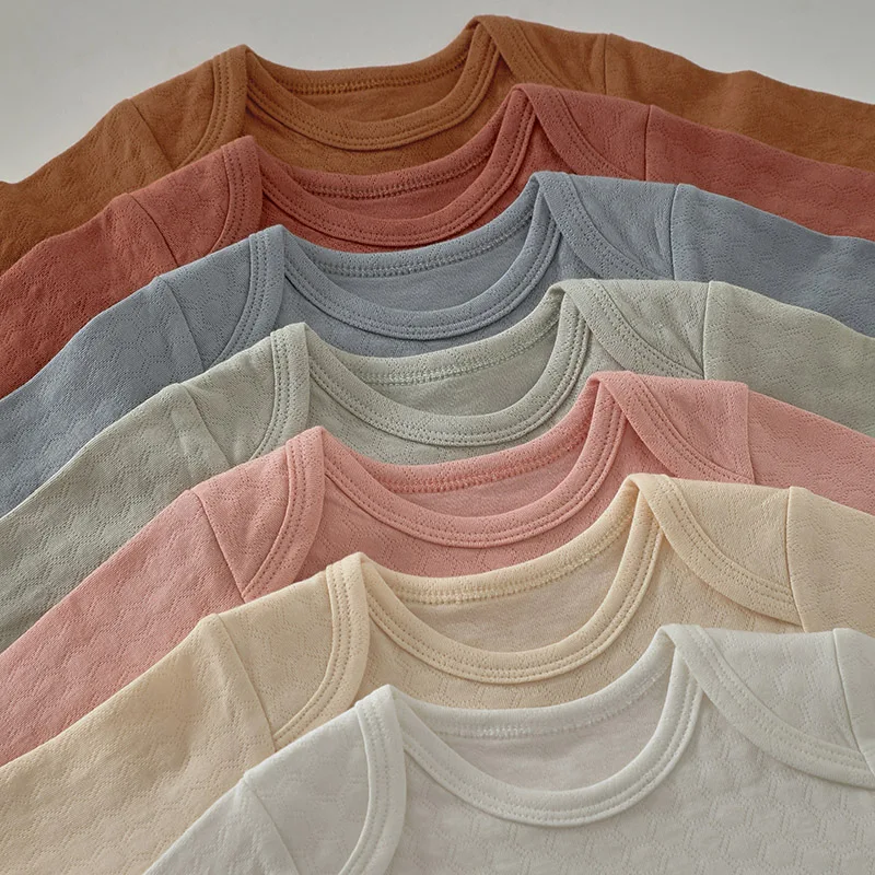 New Design Soft, Warm and Breathable Honeycomb Jacquard Mesh Fabric New Born Baby Bodysuit Romper - Image 3