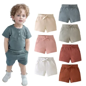 Cozy and Adorable Infant Cotton Shorts Honeycomb Jacquard Structure Breathable and Heat-Insulating for Summer