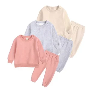Wholesale Plain Organic Cotton Fleece Winter Boutique Baby Sweat Suit
