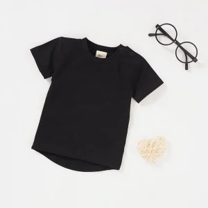 0-3months Shoulder Snap Button 100% Organic Cotton Baby t Shirt Plain