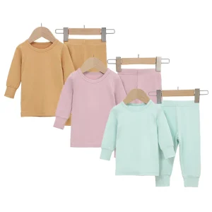 Hot Sale Solid Baby Clothing Set 2pcs Bamboo Clothing Baby Pajamas Set