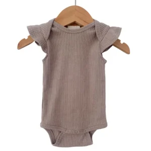 Organic Ribbed Elastic Sleeveless Summer Girls Baby Pajamas Romper