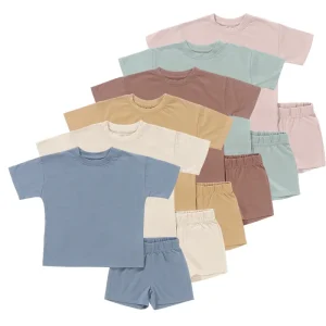 2024 New Style Summer Comfortable 100% Organic Cotton Plain  Baby Pajama  Set