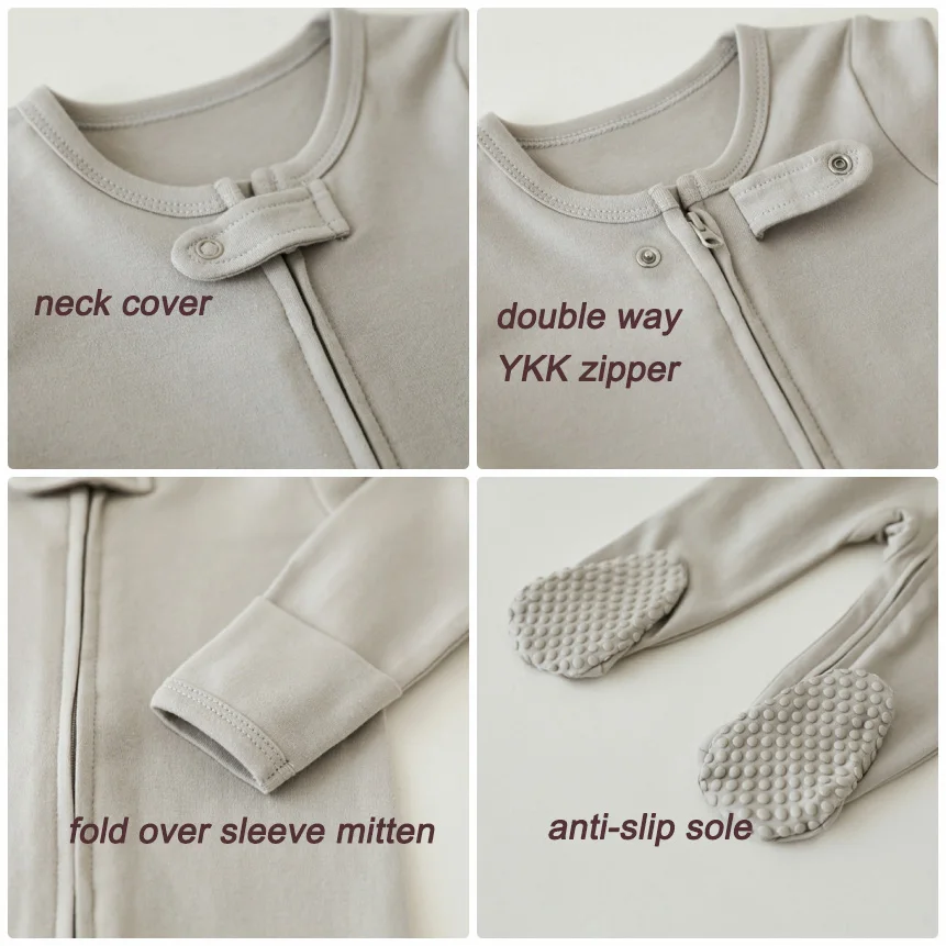 Organic Cotton Infant Clothing Infant Rompers Gots Certified Baby Bodysuit White Baby Sleepers With Mittens - Image 3