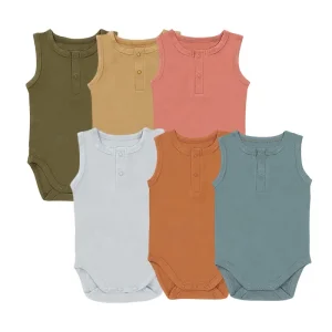 Wholesale Viscose Bamboo Soft Sleeveless Crotch Snap Summer Short Bamboo Baby Rompers