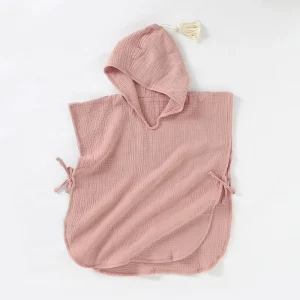 High Quality Breathable Double Layers Muslin Baby Hooded Tassel Fringed Baby Wear Bath Towel Baby Bathrobe