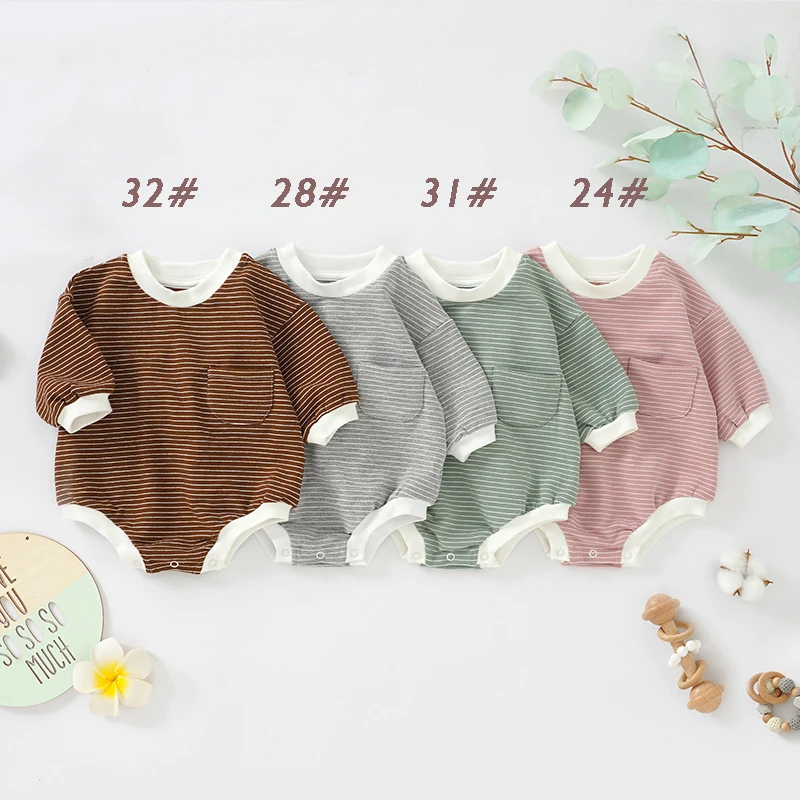 Wholesale French Terry Autumn Winter Organic Cotton Sleeve Oversized Baby Short Romper Baby Bubble Romper - Image 2