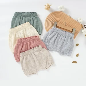 100% Organic Cotton Baby Summer Shorts Baby Muslin Bloomers for Kids