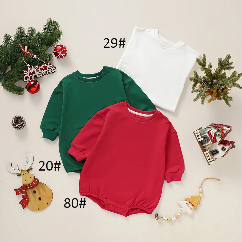 Hot Selling French Terry Support Custom Printing Baby Romper Organic Cotton Christmas Clothes for Kids - Image 3