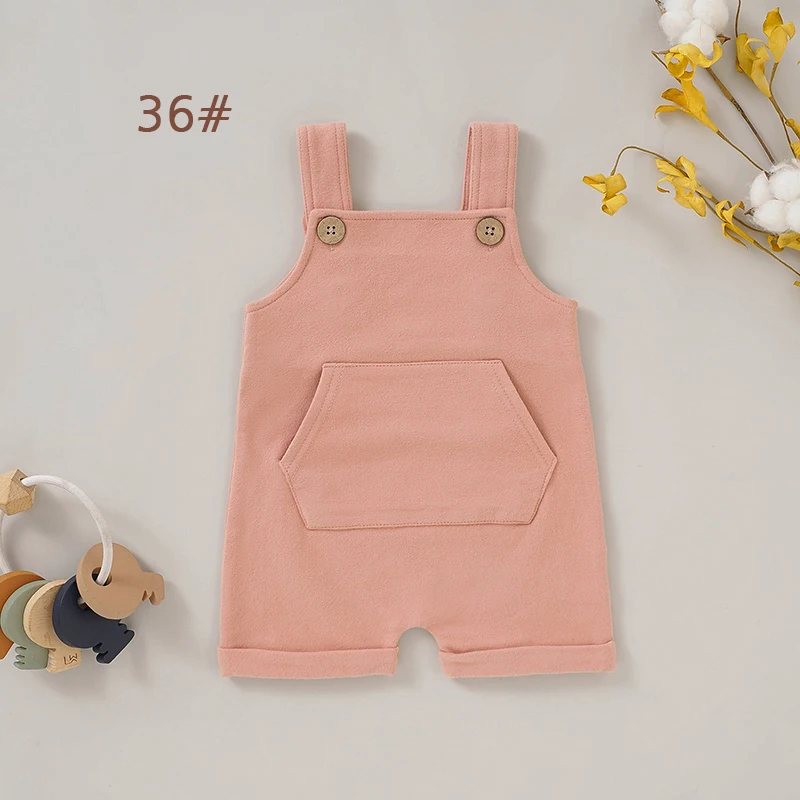 Ins Style Sleeveless Baby Overall Four Button Big Pocket Children Baby Overalls - Image 6