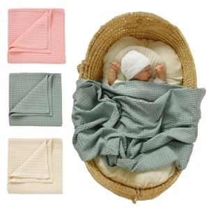 Aston 95x95cm Bamboo Organic Cotton Blended Waffle Baby Swaddle Blanket-Customizable Everyday Use