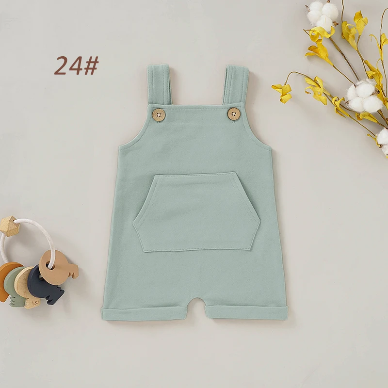 Solid Adjustable Shoulder Belt Short Baby Overall Pants Organic Cotton Baby Dungaree - Image 5