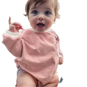 Wholesale French Terry Autumn Winter Organic Cotton Sleeve Oversized Baby Short Romper Baby Bubble Romper