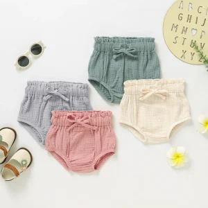 E-Commerce Supply Summer Baby Harem Pants 100% Organic Cotton Muslin Cute Baby Shorts