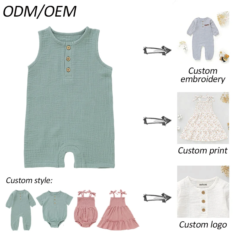 Muslin Baby Romper | 100% Organic Cotton Breathable Infant Jumpsuit for Summer - Image 6