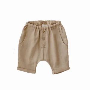 Rolled Cuff Side Pocket Summer Linen Cotton Toddle Baby Short Pants