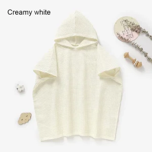 High Quality Breathable  Baby Hooded Organic Cotton Baby Wear Bath Waffle Towel Baby Bathrobe