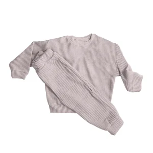 Wholesale Ribbed Two-Piece Lounge Sets Baby Autumn Organic Cotton Clothing Set