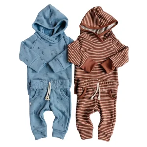 Organic Cotton Stretchy Baby Hoodie Sweater Set Baby Clothing Set With Hoodie Wholesale