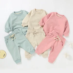 260g French Terry Baby Tracksuit Baby Outfits Autumn Winter 2pcs Baby Clothes Sweater Suit Clothing Set