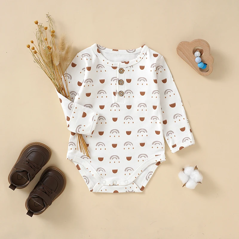 Print Onesies Knitted Baby Sweatshirt Romper Organic Jumpsuit Knit Baby Romper - Image 2