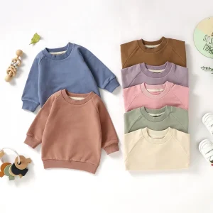 Wholesale Low MOQ Organic Cotton Spandex French Terry Baby Top Clothing Baby t Shirt Sweatshirt