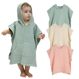 Super Soft Eco-Friendly Bamboo Waffle Baby Hoodie Bathrobe Beach Blanket for Home Use